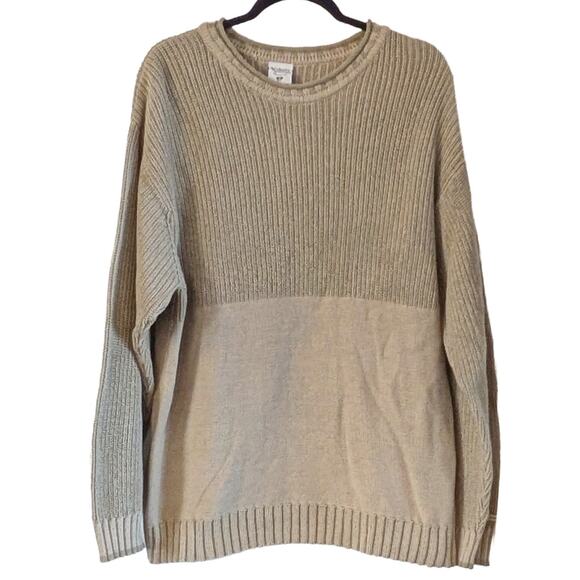 Columbia Other - Columbia Mens Cotton Knit Sweater Medium Beige Ribbed Crewneck Pullover Cozy